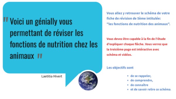 Révision des fonctions de nutrtion des animaux cycle 4 Laetitia Hivert