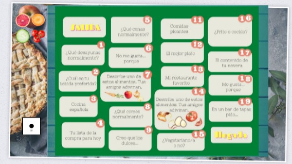 juego de mesa, comida u2 Aula Nueva 2 | Genially
