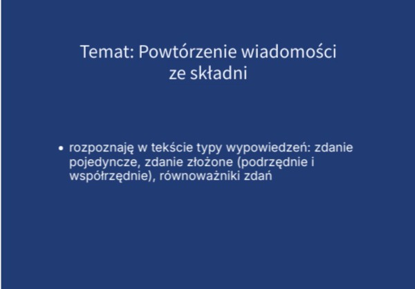 Powtórzenie wiadomości ze składni | Genially