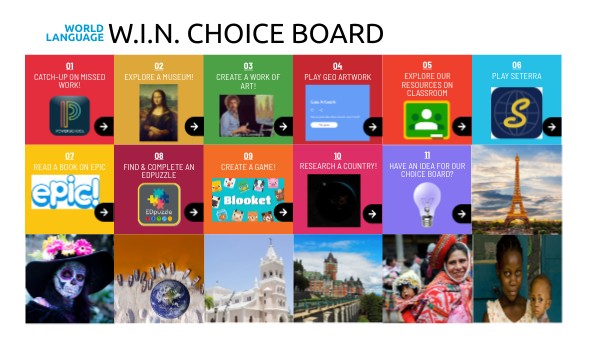 TEMS 7th grade World Language Choice Board | Genially