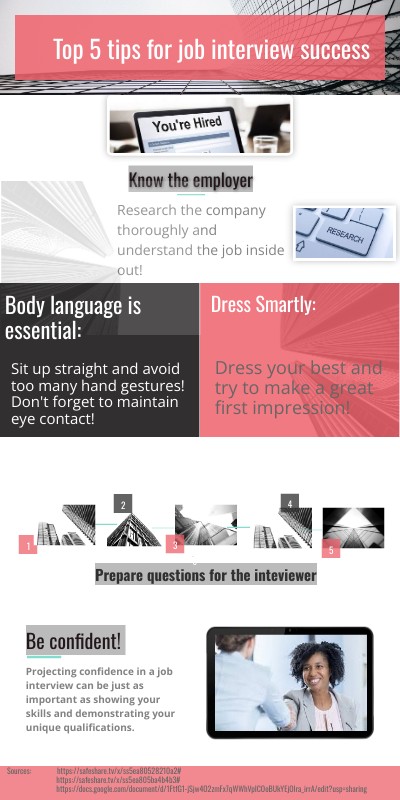 Copy - Copy - Top 5 tips for job interview success ! | Genially