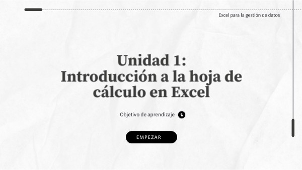 Excel gestion datos - Unidad 1 | Genially