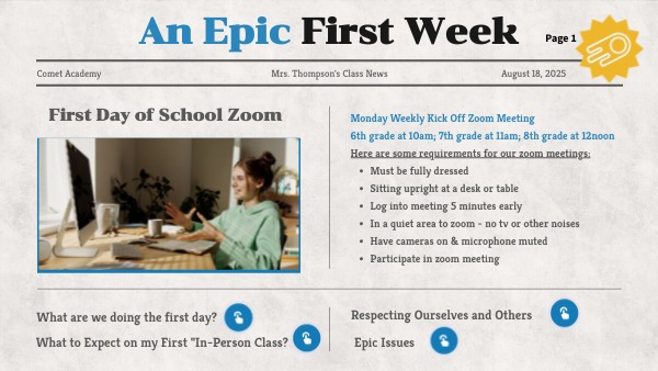 Copy - An Epic First Week | Genially