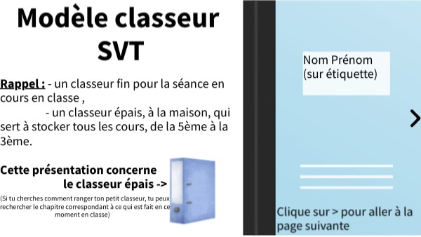 Modèle classeur SVT | Genially