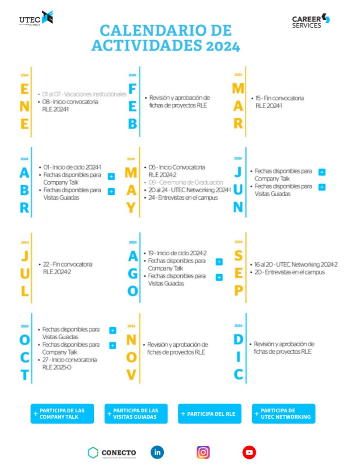 Calendario anual 2024 UTEC Career Services