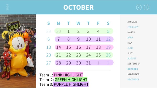2024 teaming calendar | Genially
