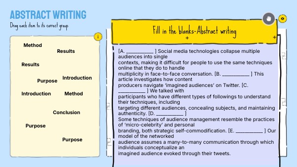 Abstract writing-Activity | Genially
