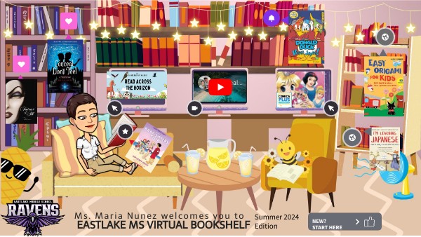 Virtual Bookshelf Summer | Genially