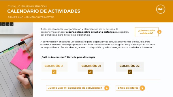 C12 - Calendario de actividades para estudiantes | Genially