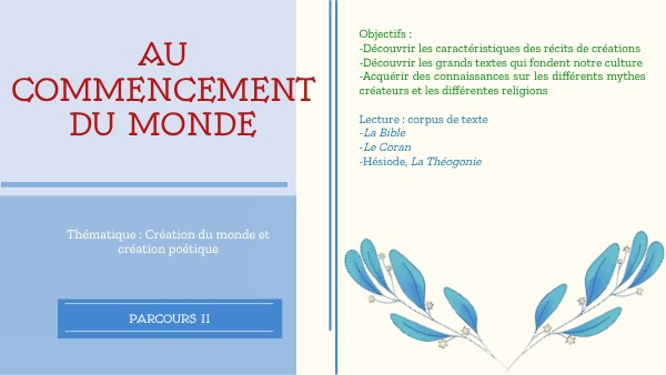 Dessin Pour Le Commencement Du Monde Page De Garde SEQUENCE - CREATION DU MONDE | Genially