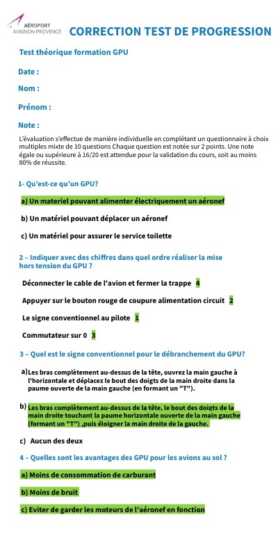 Correction test théorique formation GPU | Genially