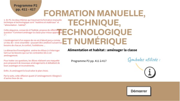 Alimentation et habitat : aménager la classe P2 pg 411 à 417