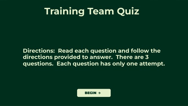 Copy - Training Team Quiz | Genially