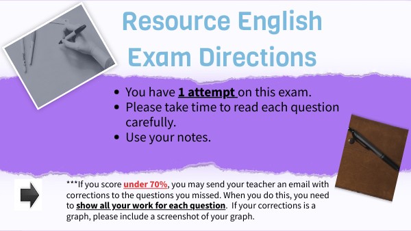 English Exam Directions