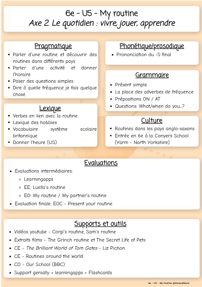 6e - Unit 5 - My routine - worksheet