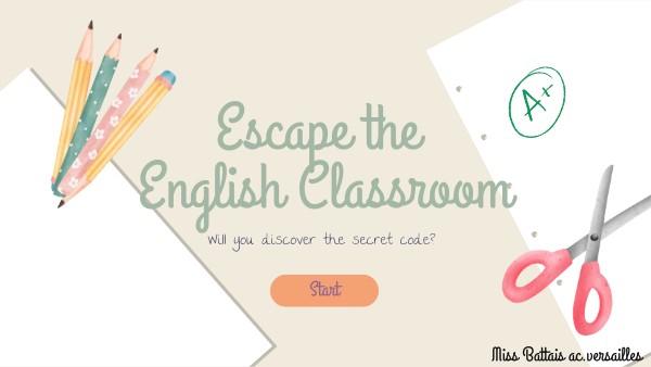 Escape Game - Welcome to your English class | Genially