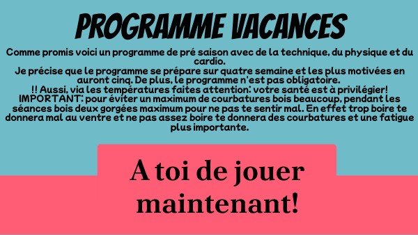 Programme pré saison | Genially