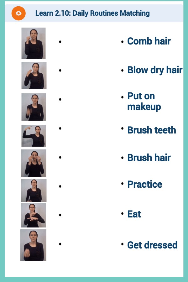 Learn 2.10: Daily Routines Matching