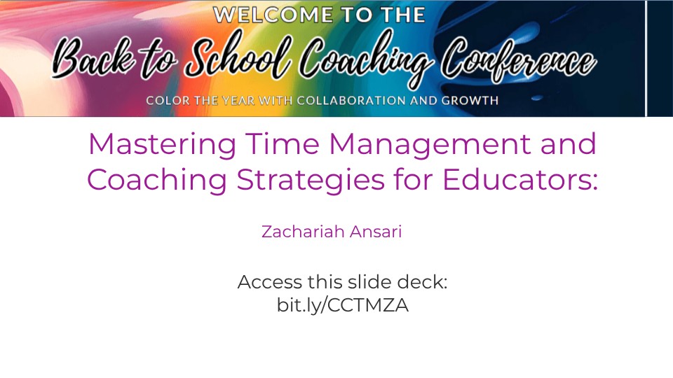 Back to School Coaching Conference- Time Management | Genially