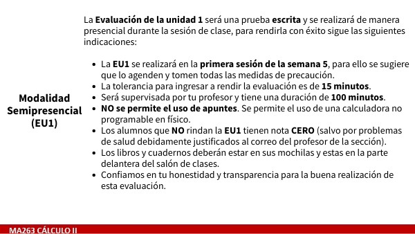 Indicaciones de la EU1 - Semipresencial | Genially
