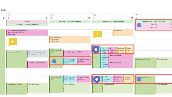 Coaching schedule