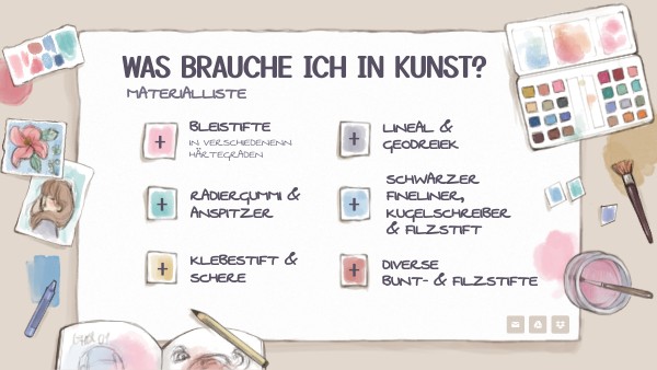 Kopie - Materialliste Kunstunterricht