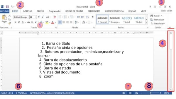 interfaz de Word