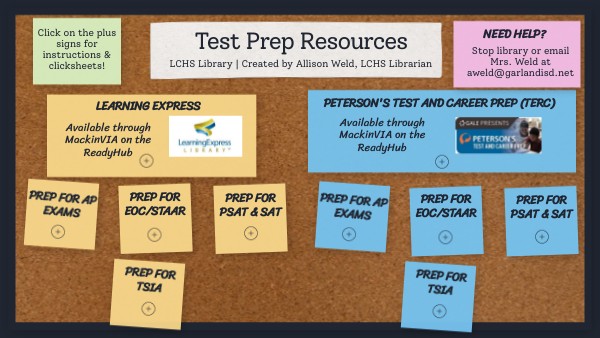 NGHS Library Test Prep Resources | Genially