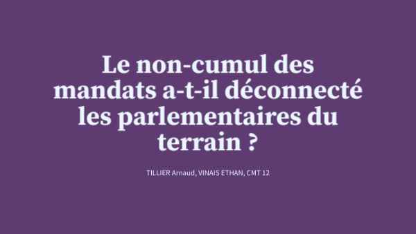 Exposé cumul des mandats