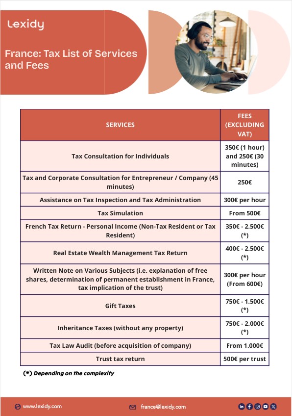 FR - List of Services and Fees for Tax