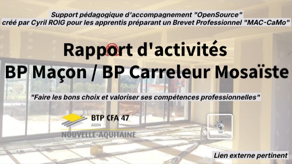 Page De Garde Bp Maçon Rapport d'activités BP (bâti) MAC-CarMo