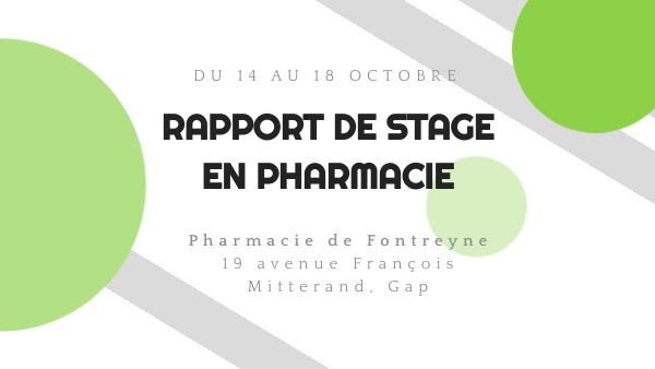 Rapport de stage-Pharmacie | Genially