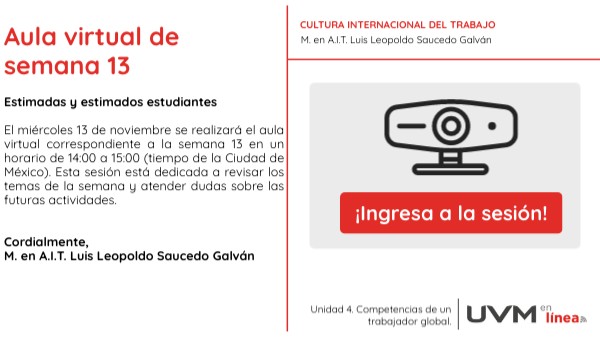 Aula virtual 13 - Cultural del trabajo | Genially