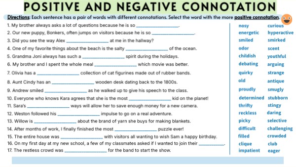 Positive and Negative Connotation