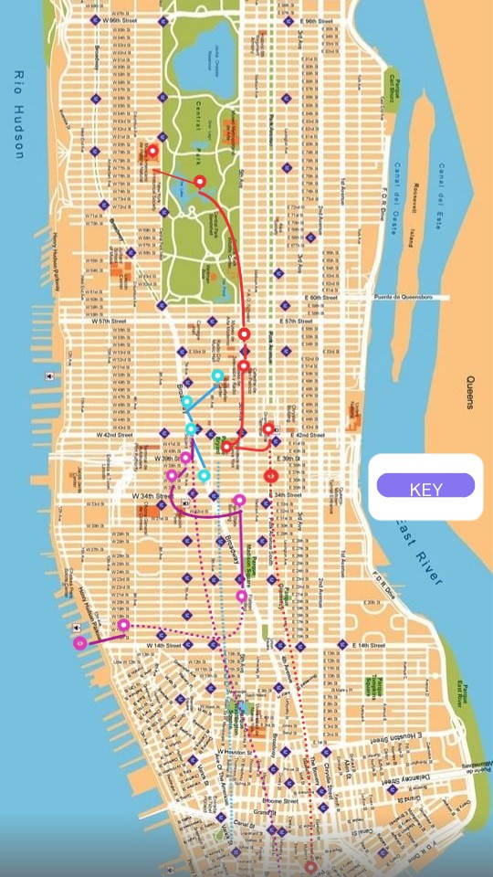 Interactive NYC Map (3 days journey routes)