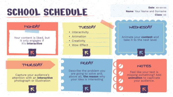 School Schedule | Genially