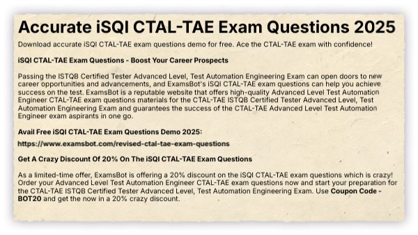 Accurate iSQI CTAL TAE Exam Questions 2025 Accurate iSQI CTAL TAE Exam Questions 2025