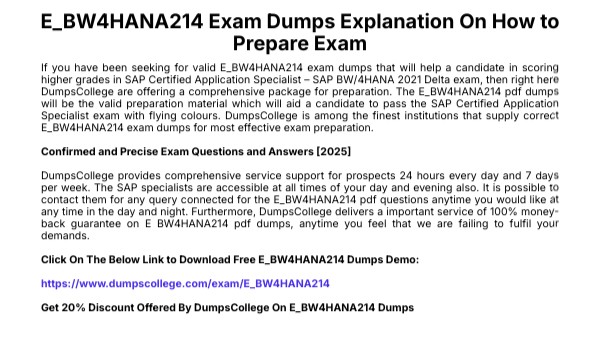 E BW4HANA214 Exam Dumps Explanation On How to Prepare Exam E BW4HANA214 Exam Dumps Explanation On How to Prepare Exam