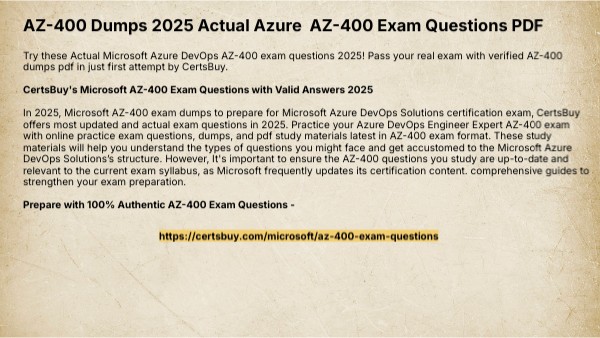 AZ 400 Dumps 2025 Actual Azure AZ 400 Exam Questions PDF AZ 400 Dumps 2025 Actual Azure AZ 400 Exam Questions PDF
