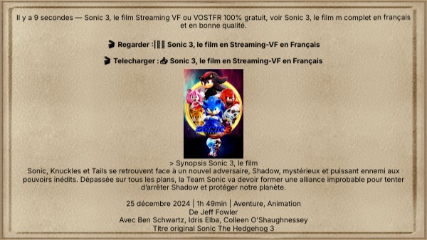 FILMs!-VOIR★] Sonic 3 Streaming VF [FR] C𝚘mpl𝚎t et françe