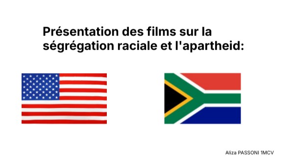 Présentation des films sur la ségrégation raciale et l'apartheid ...