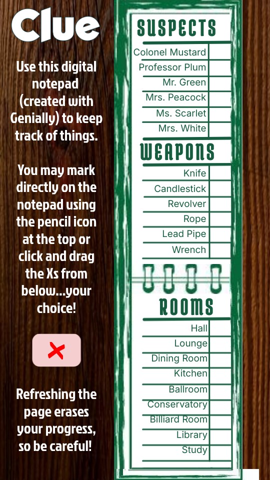 Digital Clue Card