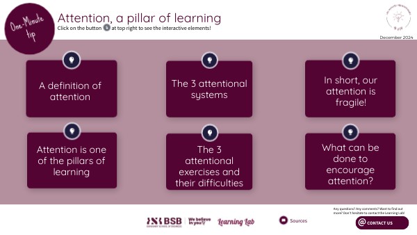 Tip & Concept Minute - Attention, a pillar of learning | Genially