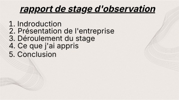 Exemple De Rapport De Stage D'observation Pdf rapport de stage d'observation | Genially