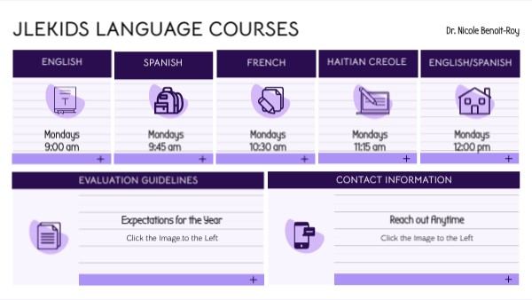 JLEKIDS LANGUAGE COURSES (slide 1) | Genially