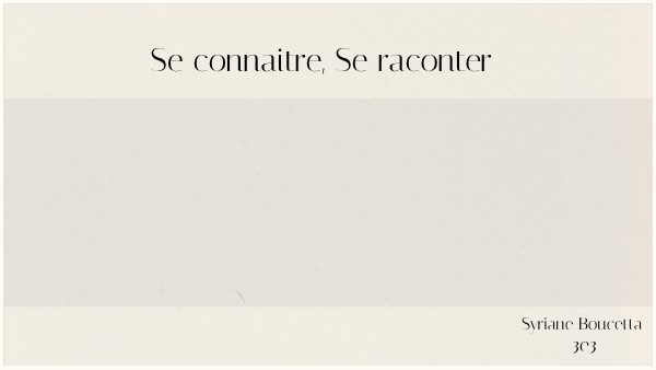 Se connaitre, Se raconter | Genially