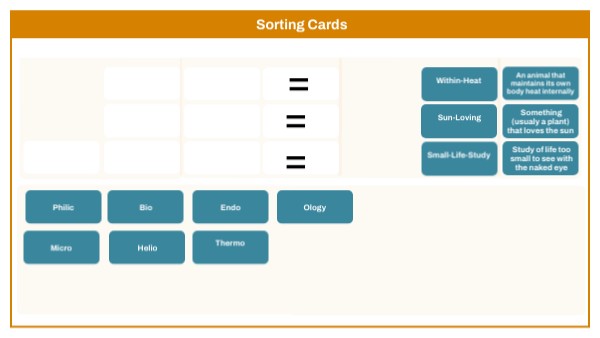 Sorting Scientific Terms | Genially
