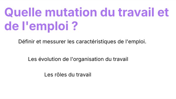 Quelle mutation du travail et de l'emploi ? | Genially