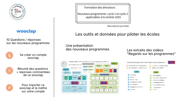 2 avril- Formation des directeurs | Genially
