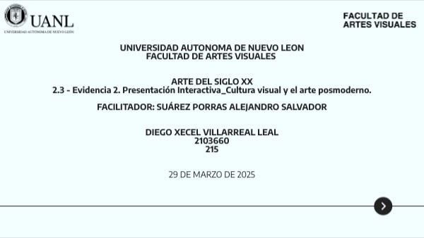 UNIVERSIDAD AUTONOMA DE NUEVO LEON FACULTAD DE ARTES VISUALES ARTE DEL ...